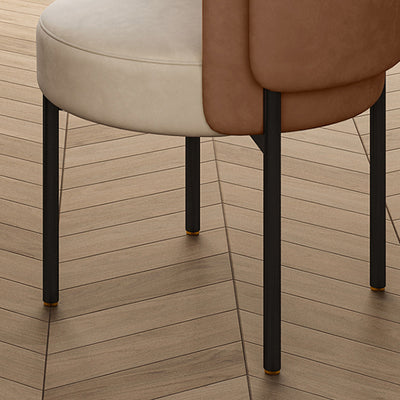 Silla de comedor contemporánea nórdica redonda tapizada en terciopelo con respaldo de acero al carbono para sala de estar 