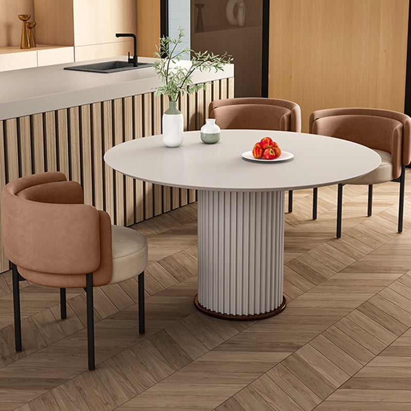 Silla de comedor contemporánea nórdica redonda tapizada en terciopelo con respaldo de acero al carbono para sala de estar 