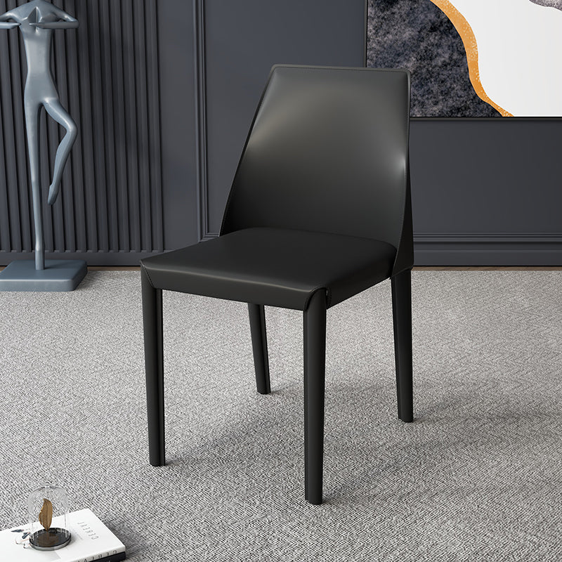 Contemporary Nordic Square Upholstered Faux Leather Carbon Steel Dining Chair Backrest For Dining Room