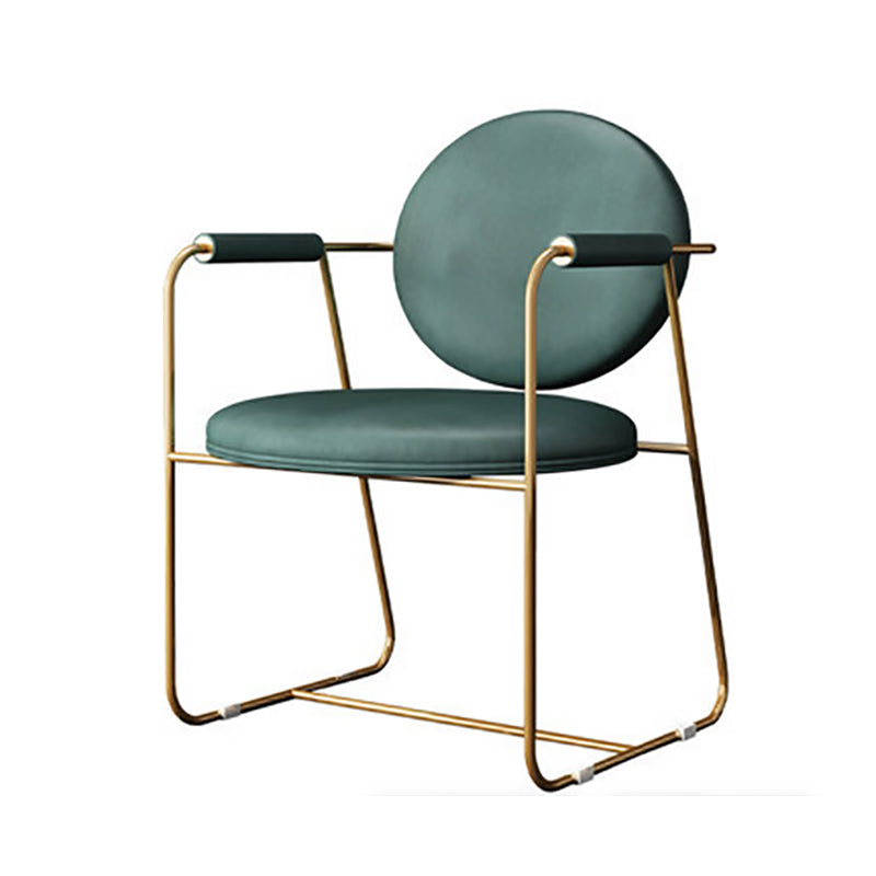 Contemporary Nordic Round Upholstered Leather Titanium Frame Dining Chair Backrest For Dining Room