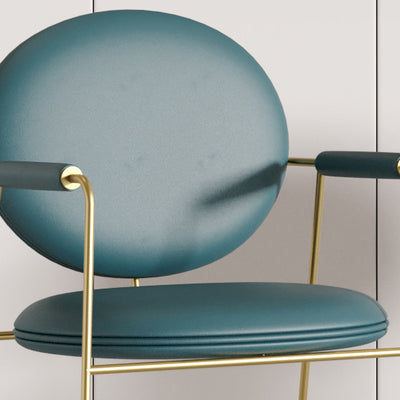 Contemporary Nordic Round Upholstered Leather Titanium Frame Dining Chair Backrest For Dining Room