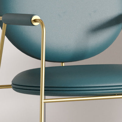 Contemporary Nordic Round Upholstered Leather Titanium Frame Dining Chair Backrest For Dining Room