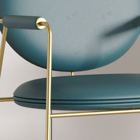 Contemporary Nordic Round Upholstered Leather Titanium Frame Dining Chair Backrest For Dining Room