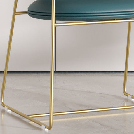Contemporary Nordic Round Upholstered Leather Titanium Frame Dining Chair Backrest For Dining Room