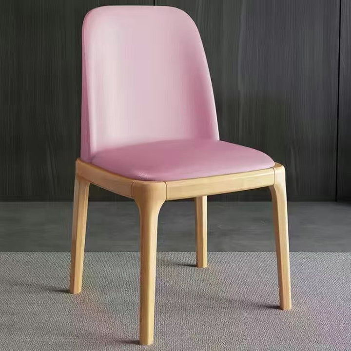 Moderner nordischer quadratischer Esszimmerstuhl mit Polsterung aus Mikrofaserleder, Rückenlehne aus Kautschukholz, für das Wohnzimmer 