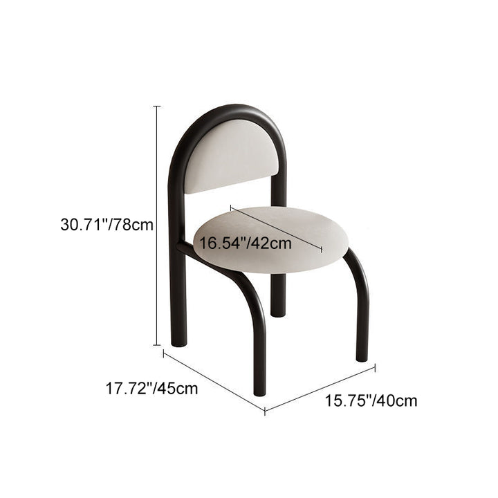 Chaise de salle à manger contemporaine nordique ronde en velours rembourré avec cadre en métal pour salle à manger 