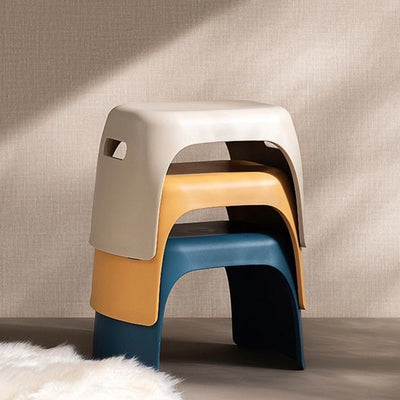 Taburete bajo rectangular de plástico antideslizante minimalista moderno para sala de estar 