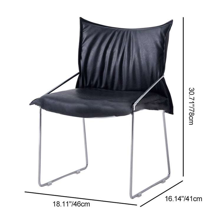 Chaise d'appoint moderne minimaliste carrée rembourrée en cuir PU avec cadre en métal pour salon 