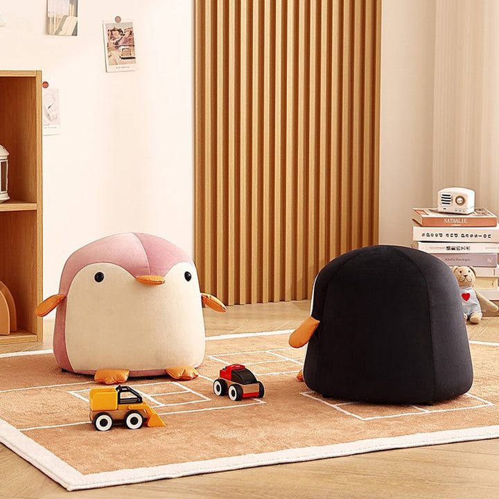 Tabouret bas en bois massif velours pingouin contemporain pour enfants créatifs pour le salon 