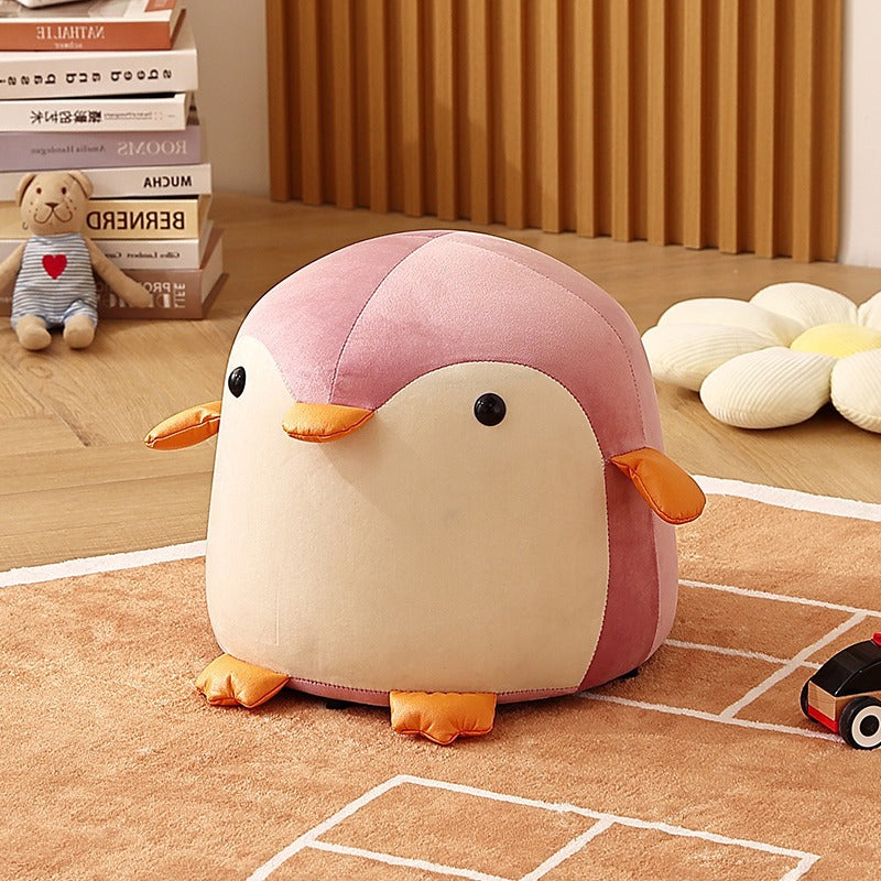 Tabouret bas en bois massif velours pingouin contemporain pour enfants créatifs pour le salon 
