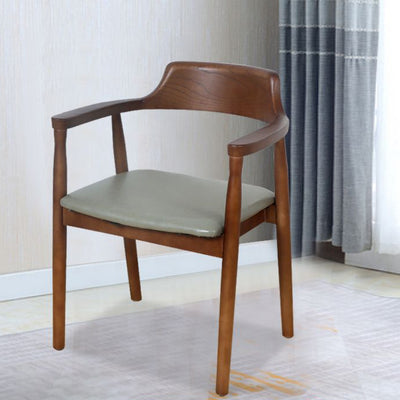 Modern Minimalist Square Leather Software Wood Frame Dining Chair For Backrest Armrest For Dining Room