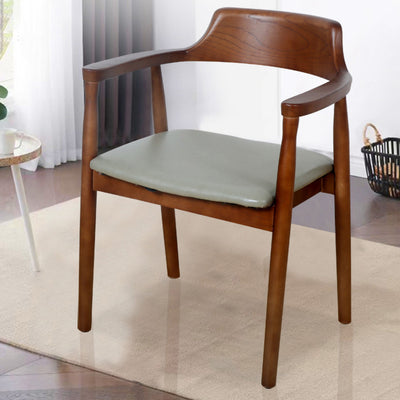 Modern Minimalist Square Leather Software Wood Frame Dining Chair For Backrest Armrest For Dining Room