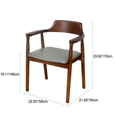 Modern Minimalist Square Leather Software Wood Frame Dining Chair For Backrest Armrest For Dining Room