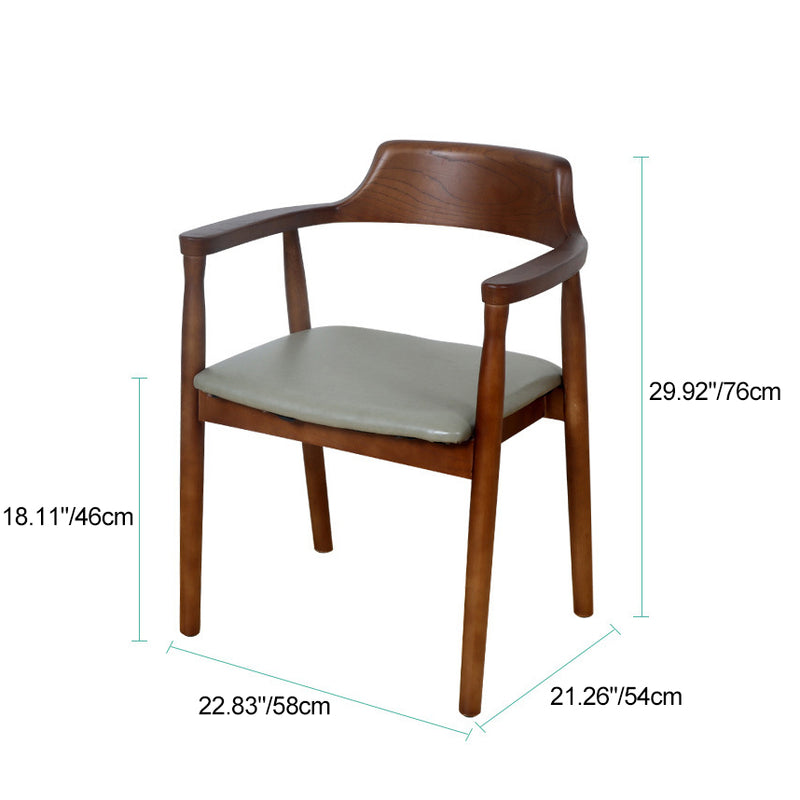 Modern Minimalist Square Leather Software Wood Frame Dining Chair For Backrest Armrest For Dining Room