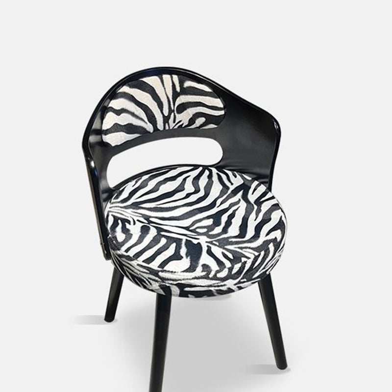 Contemporary Retro Swivel Round Upholstered Wood Frame Fabric Vanity Stool Backrest For Bedroom