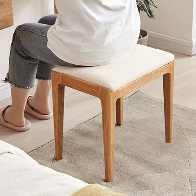 Modern Minimalist Rectangular Upholstered Fabric Wood Frame Vanity Stool For Bedroom