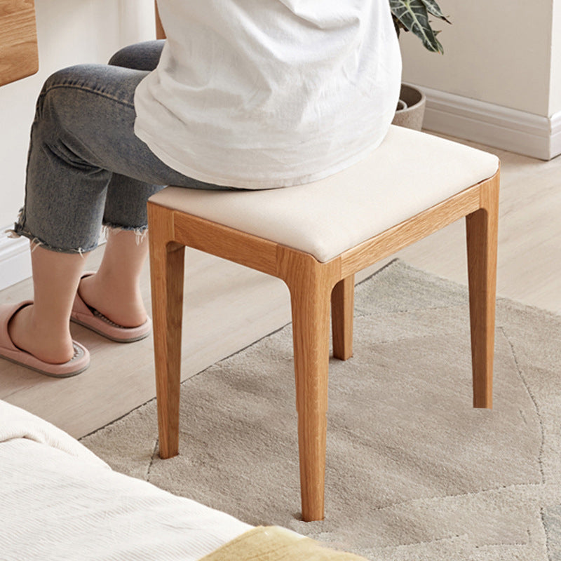 Modern Minimalist Rectangular Upholstered Fabric Wood Frame Vanity Stool For Bedroom