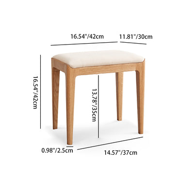 Modern Minimalist Rectangular Upholstered Fabric Wood Frame Vanity Stool For Bedroom