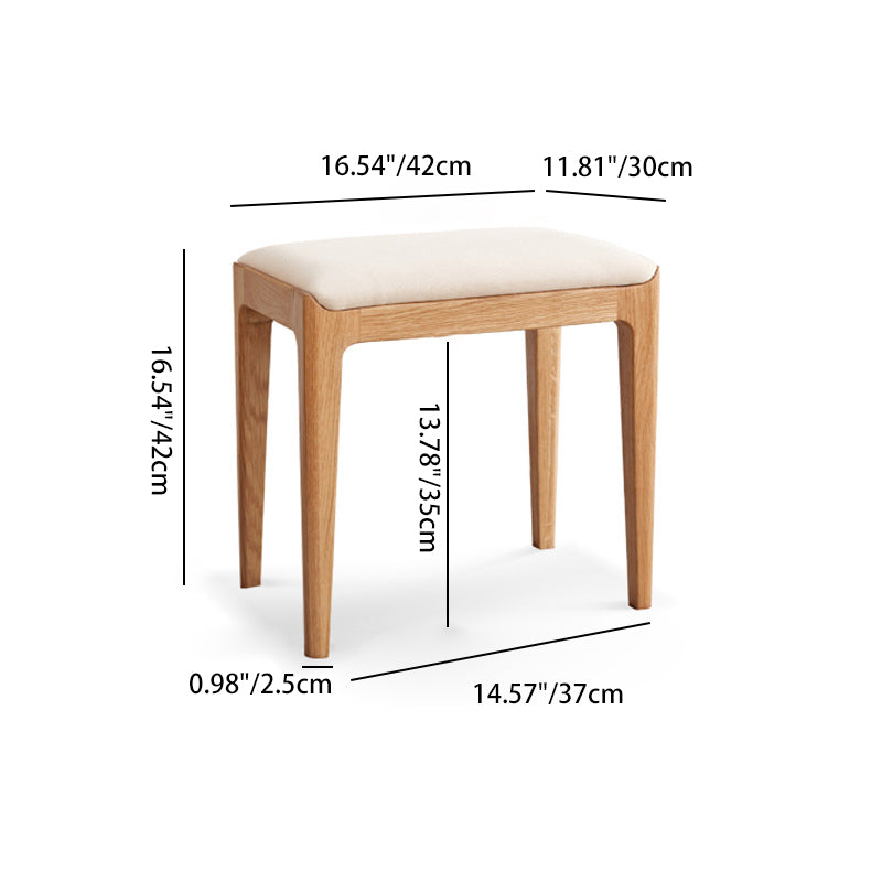 Modern Minimalist Rectangular Upholstered Fabric Wood Frame Vanity Stool For Bedroom