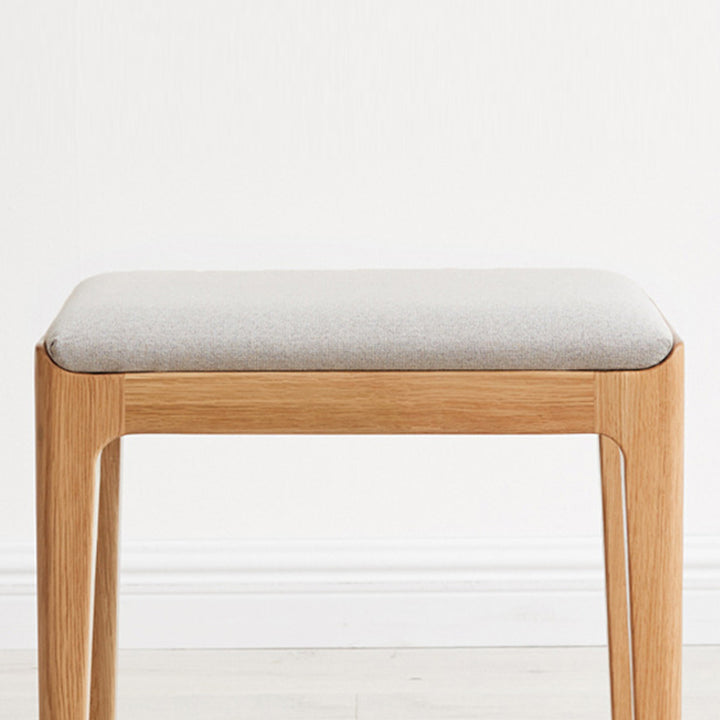 Tabouret de coiffeuse rectangulaire minimaliste moderne en tissu rembourré avec cadre en bois pour chambre 