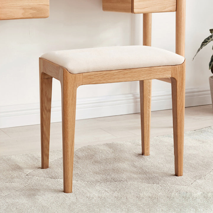 Tabouret de coiffeuse rectangulaire minimaliste moderne en tissu rembourré avec cadre en bois pour chambre 