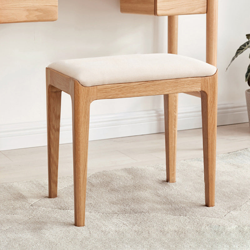 Modern Minimalist Rectangular Upholstered Fabric Wood Frame Vanity Stool For Bedroom