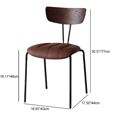 Contemporary Nordic Round Striped Upholstered Wood Leather Metal Frame Dining Chair Backrest For Dining Room