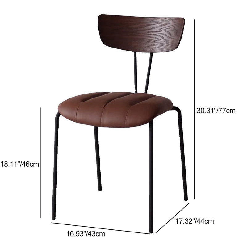 Contemporary Nordic Round Striped Upholstered Wood Leather Metal Frame Dining Chair Backrest For Dining Room