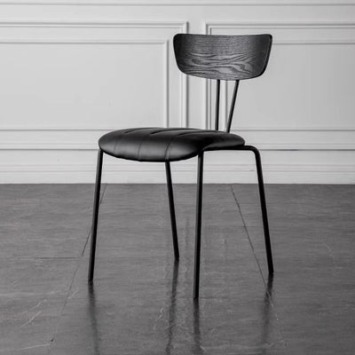 Contemporary Nordic Round Striped Upholstered Wood Leather Metal Frame Dining Chair Backrest For Dining Room