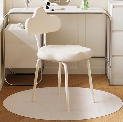 Modern Minimalist Cream Cloud Upholstered Leather Metal Frame Vanity Stool Backrest For Bedroom