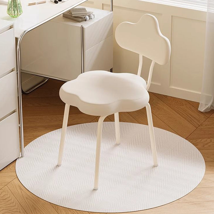 Modern Minimalist Cream Cloud Upholstered Leather Metal Frame Vanity Stool Backrest For Bedroom