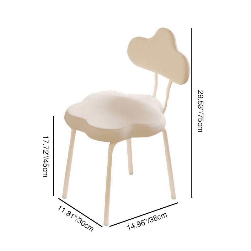 Tabouret de coiffeuse moderne minimaliste en simili cuir crème nuage avec cadre en métal et dossier pour chambre 