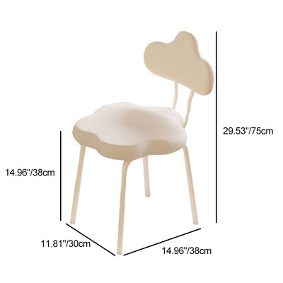 Modern Minimalist Cream Cloud Upholstered Leather Metal Frame Vanity Stool Backrest For Bedroom