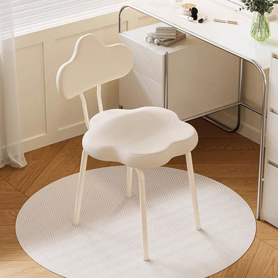 Modern Minimalist Cream Cloud Upholstered Leather Metal Frame Vanity Stool Backrest For Bedroom