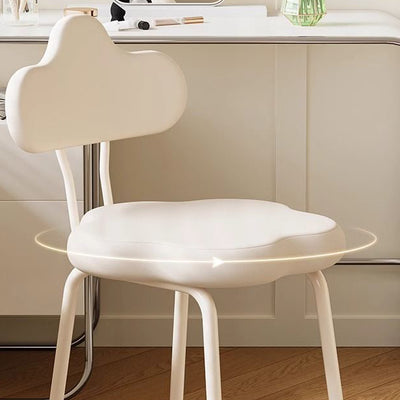 Modern Minimalist Cream Cloud Upholstered Leather Metal Frame Vanity Stool Backrest For Bedroom