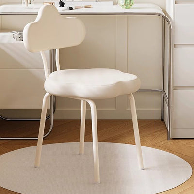 Modern Minimalist Cream Cloud Upholstered Leather Metal Frame Vanity Stool Backrest For Bedroom