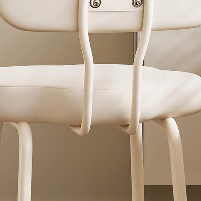 Modern Minimalist Cream Cloud Upholstered Leather Metal Frame Vanity Stool Backrest For Bedroom