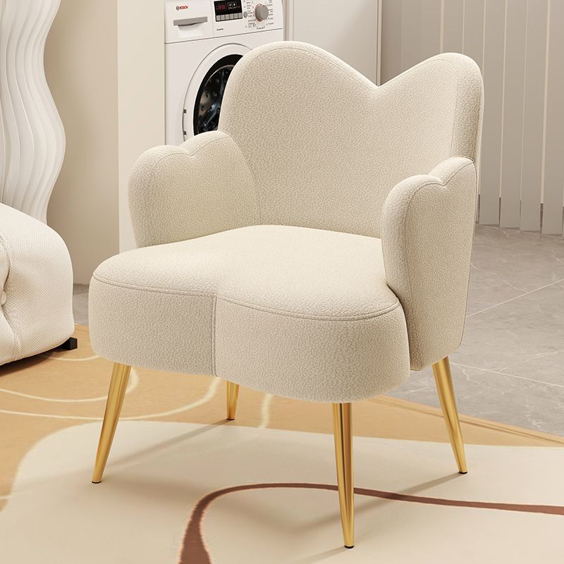 Tabouret de coiffeuse contemporain en métal avec dossier et accoudoirs en laine d&
