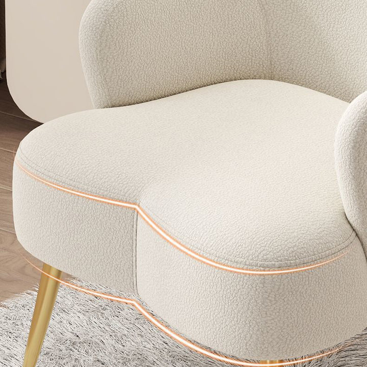 Tabouret de coiffeuse contemporain en métal avec dossier et accoudoirs en laine d&