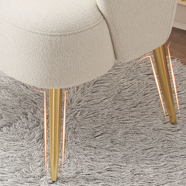 Tabouret de coiffeuse contemporain en métal avec dossier et accoudoirs en laine d&