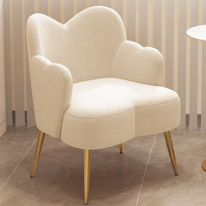 Tabouret de coiffeuse contemporain en métal avec dossier et accoudoirs en laine d&