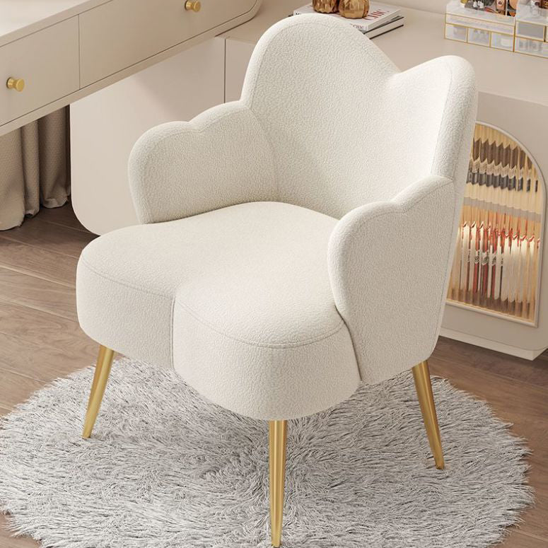 Tabouret de coiffeuse contemporain en métal avec dossier et accoudoirs en laine d&