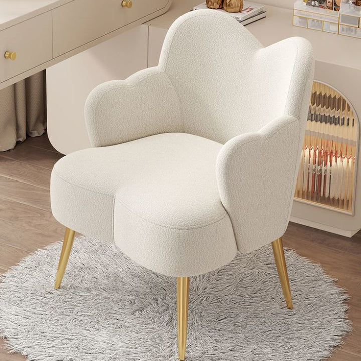 Tabouret de coiffeuse contemporain en métal avec dossier et accoudoirs en laine d&