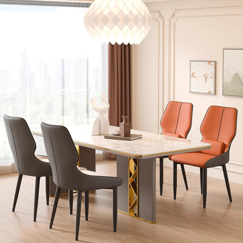 Modern Luxury Leather Stainless Steel Dining Chair Backrest For Dining Room