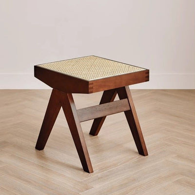 Modern Minimalist Rectangular Rattan Wooden Low Stool For Living Room