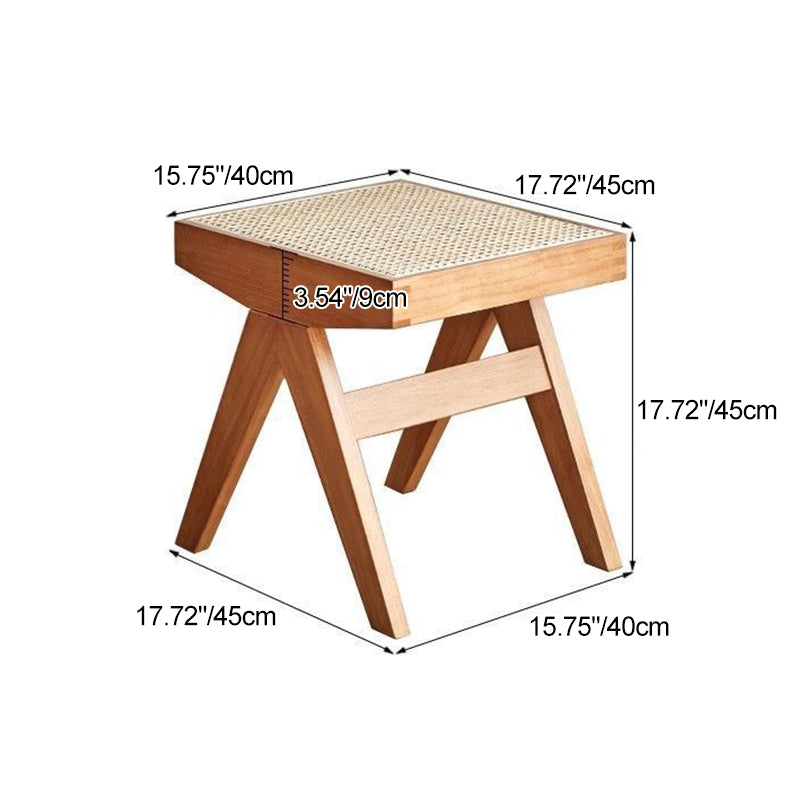 Modern Minimalist Rectangular Rattan Wooden Low Stool For Living Room