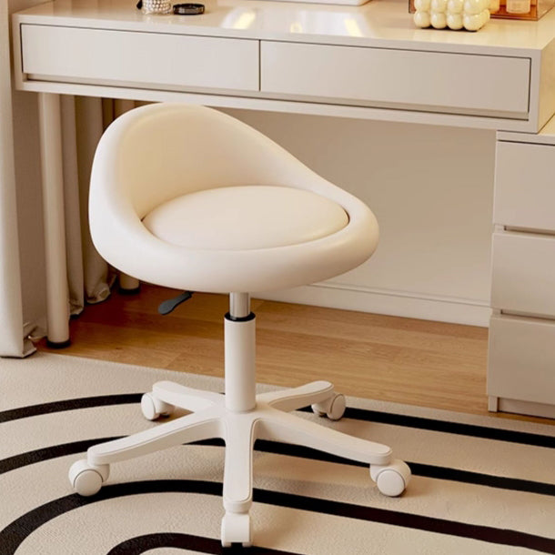 Modern Minimalist Round Upholstered Leather Hardware Vanity Stool Movable Liftable For Bedroom