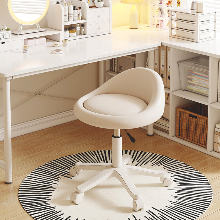 Modern Minimalist Round Upholstered Leather Hardware Vanity Stool Movable Liftable For Bedroom