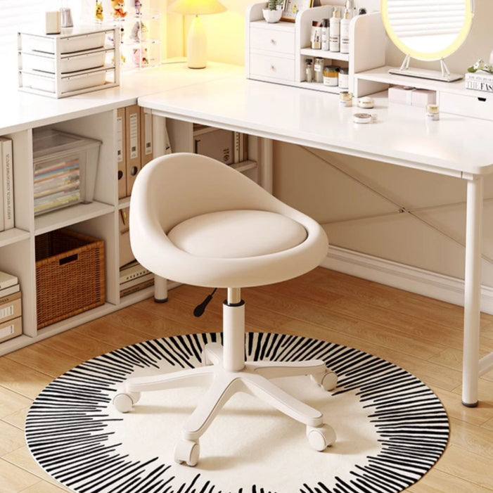 Modern Minimalist Round Upholstered Leather Hardware Vanity Stool Movable Liftable For Bedroom