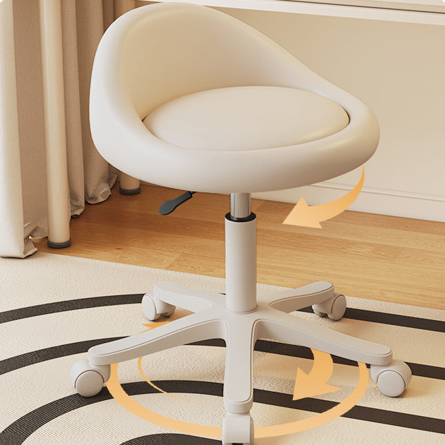 Modern Minimalist Round Upholstered Leather Hardware Vanity Stool Movable Liftable For Bedroom